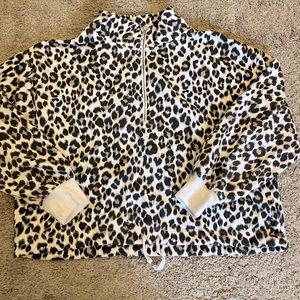 Old Navy Quarter Zip Sweatshirt - Leopard Print